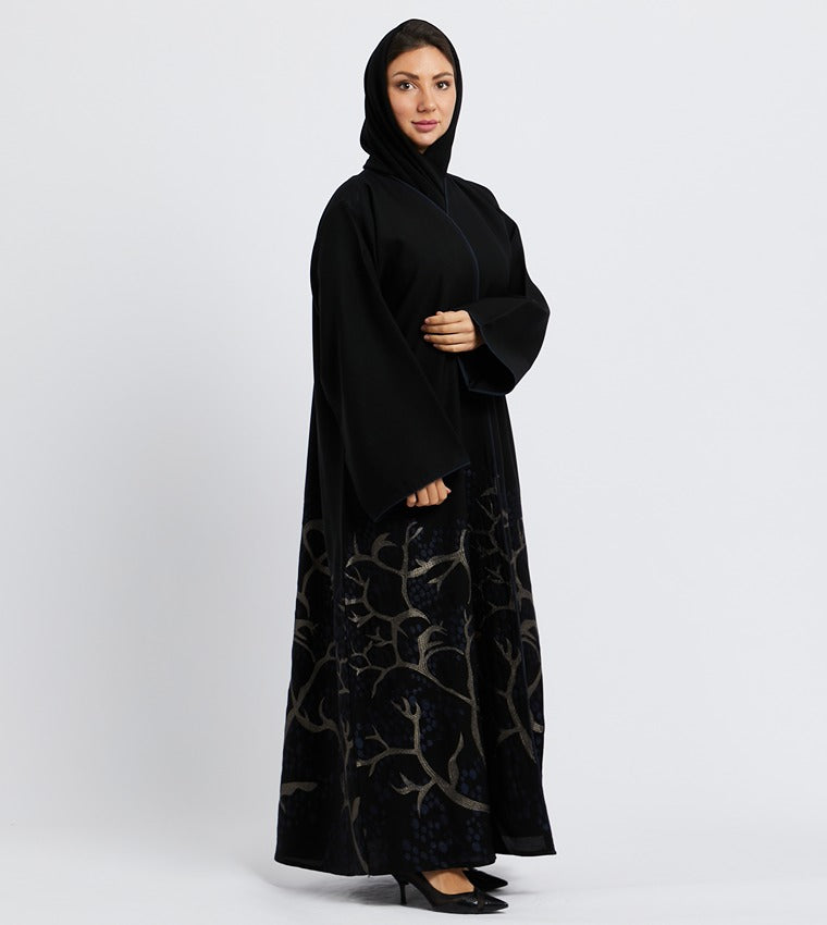 Solid Front Open Long Sleeves Abaya