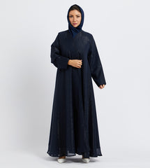 Navy Blue Long Sleeves Shimmer Abaya