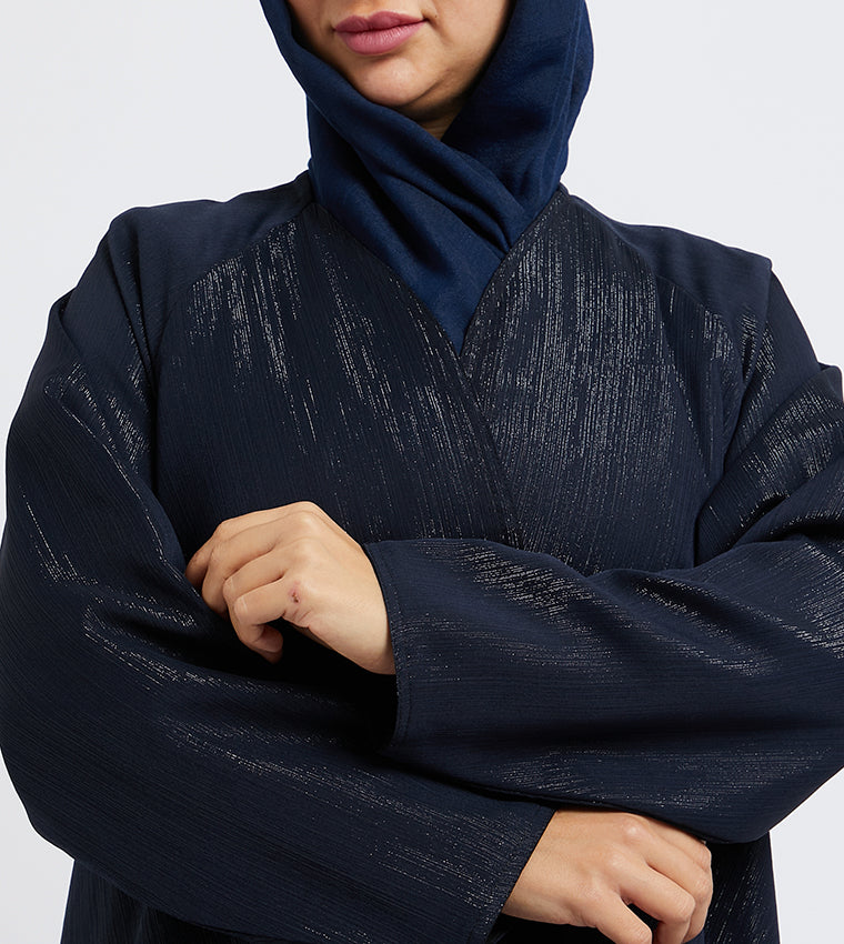 Navy Blue Long Sleeves Shimmer Abaya