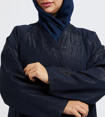 Navy Blue Long Sleeves Shimmer Abaya