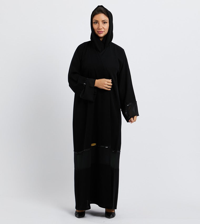 Embellished Trim Long Sleeves Abaya