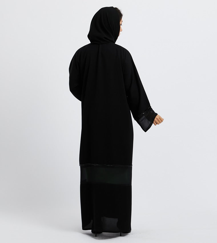 Embellished Trim Long Sleeves Abaya