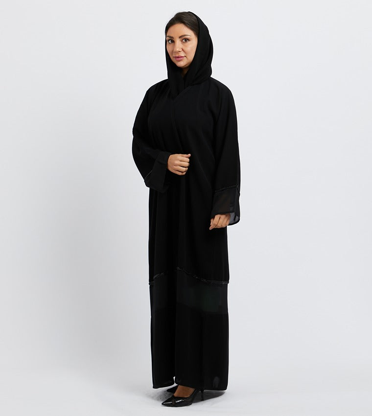 Embellished Trim Long Sleeves Abaya