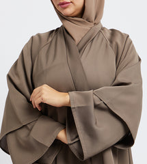 Brown Solid Long Sleeves Abaya