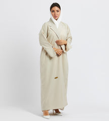 Solid Front Open Long Sleeves Abaya