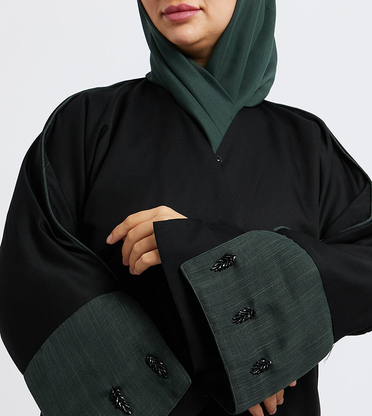 Embellished Trim Long Sleeves Abaya