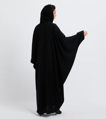 Black Embellished Batwing Sleeves Abaya