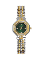 Octagon Green Dial Analog Stone Studded Bracelet Watch