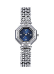 Octagon Blue Dial Analog Stone Studded Bracelet Watch