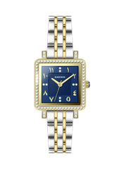 Square Blue Arabic Dial Analog Watch With Stainless Steel Strap