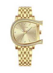 Classic Gold Dial Analog Watch With Stainless Steel Strap