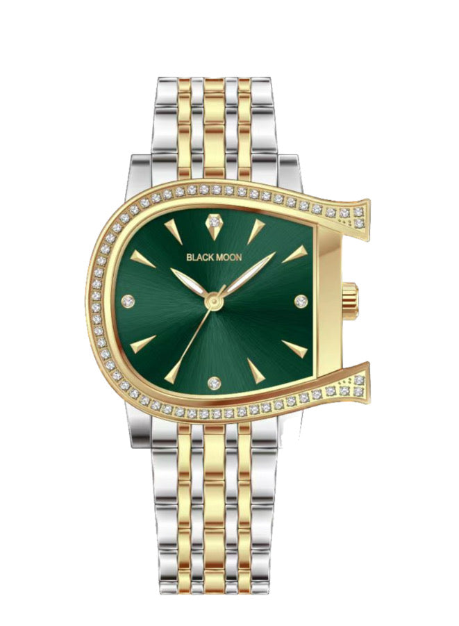 Classic Green Dial Analog Watch With Stainless Steel Strap