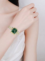 Classic Green Dial Analog Watch With Stainless Steel Strap