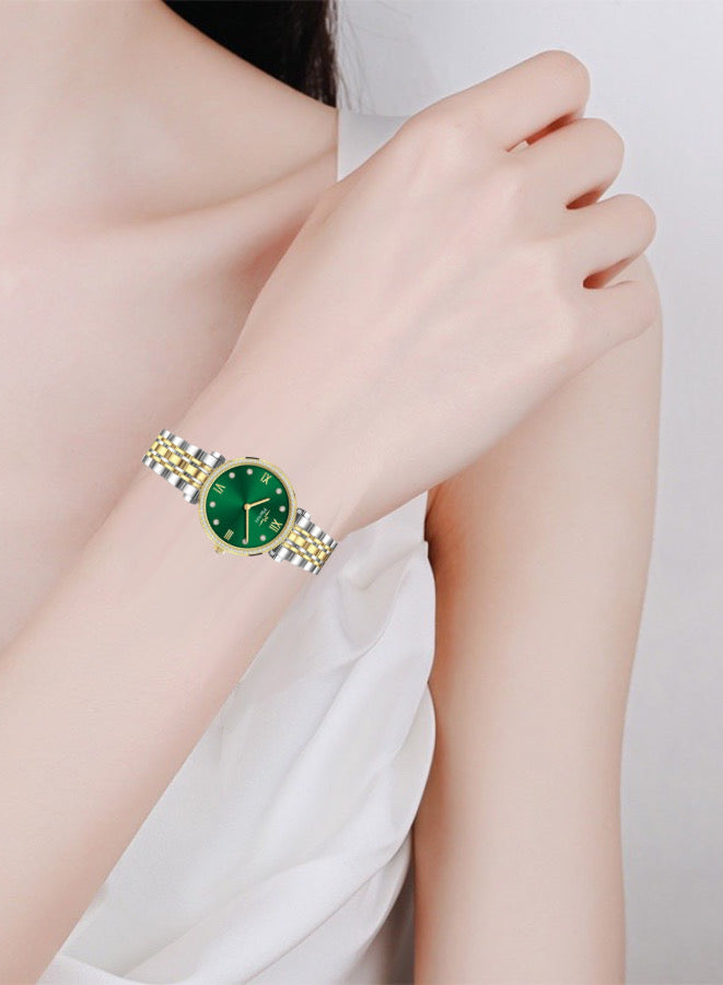 Round Green Dial Analog Watch