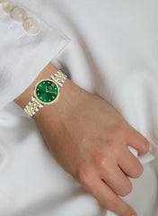 Round Green Dial Analog Watch