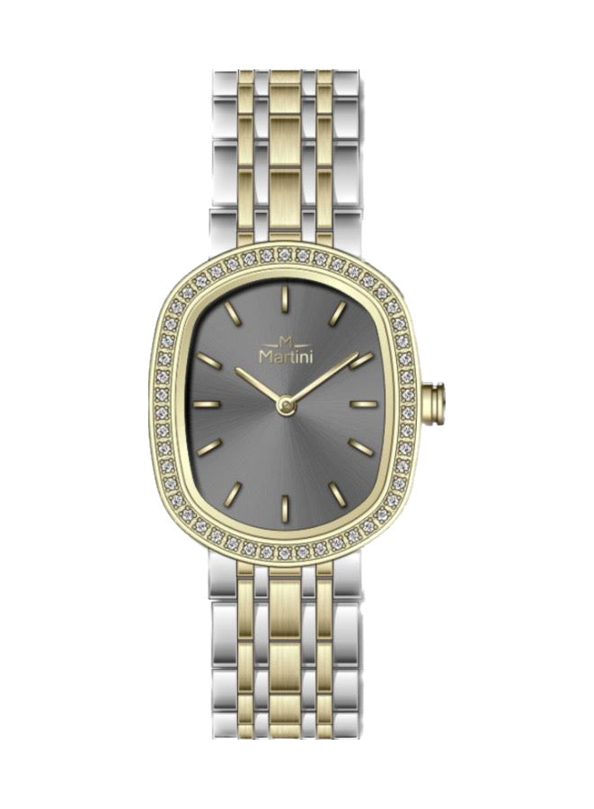 Embellished Ovale Grey Dial Analog Watch