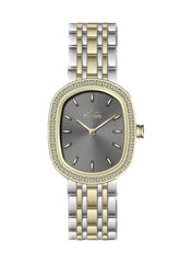 Embellished Ovale Grey Dial Analog Watch