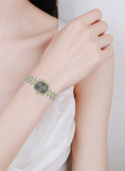 Embellished Ovale Grey Dial Analog Watch