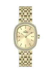 Embellished Ovale Gold Dial Analog Watch