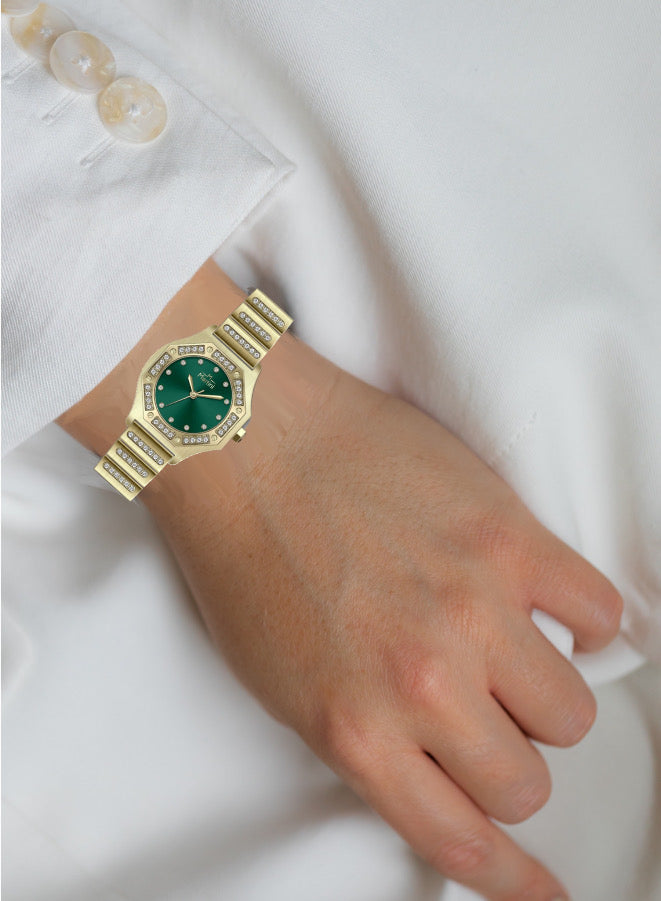 Round Green Dial Analog Watch