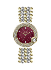 Embellished Circle Red Dial Analog Watch