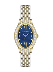 Embellished Oval Navy Blue Dial Analog Watch