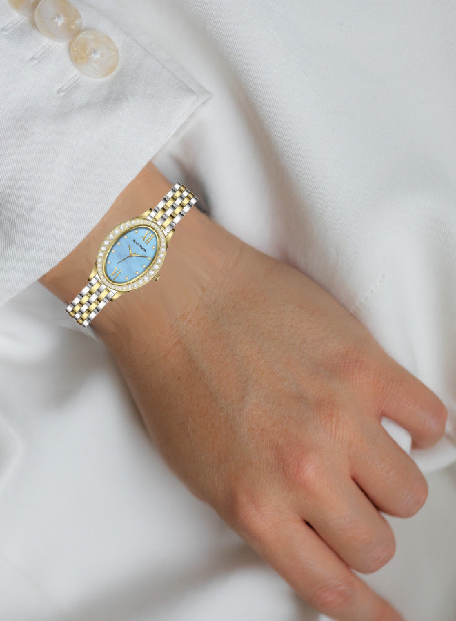 Embellished Aqua Blue Dial Analog Watch