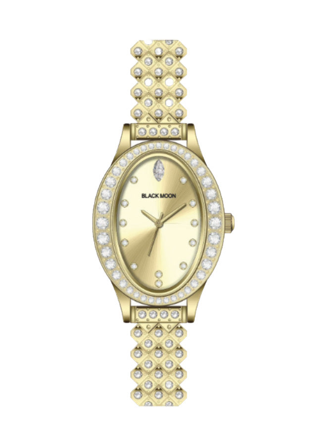 Embellished Oval Gold Dial Analog Gold Watch