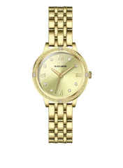 Embellished Round Gold Dial Analog Gold Watch