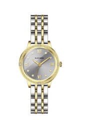 Embellished Round Grey Dial Analog Gold & Silver Watch