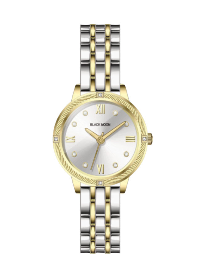 Embellished Round Silver Dial Analog Gold & Silver Watch