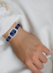 Embellished Rectangle Blue Dial Analog Blue Watch