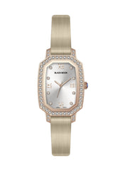 Embellished Rectangle Silver Dial Analog Khaki Watch